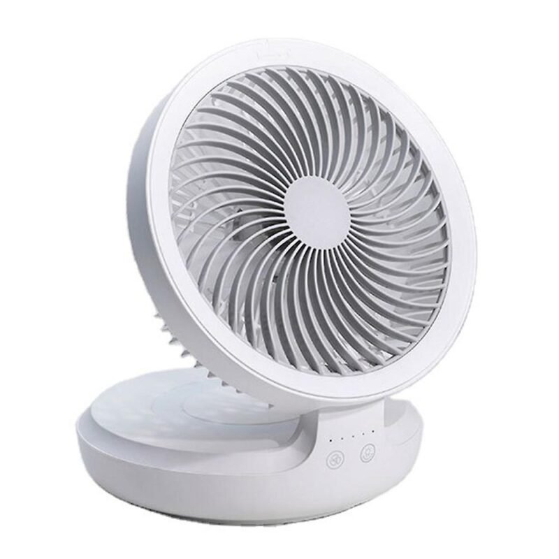 EDON E808 Portable Desktop Wall Mount ABS Fan Cooler Foldable Rechargeable Summer Cooling Fan - Whit